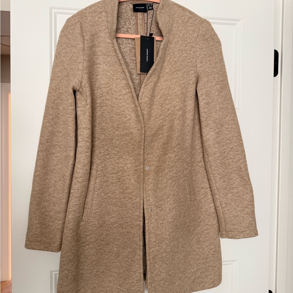 Vero Moda Tan Wool Blend Coat, Women’s XS